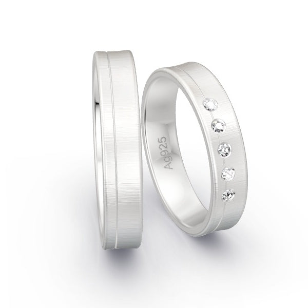 Trauringe Silber 925 mit 0.075 ct. Brillanten GR25407