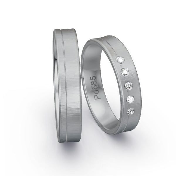 Trauringe Palladium 585 mit 0.075 ct. Brillanten GR25409