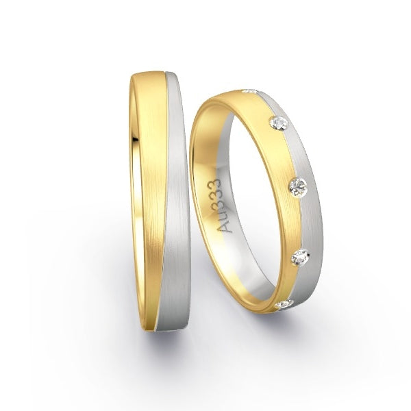 Trauringe Gelbgold 333 / Weissgold 333 mit 0.15 ct. Brillanten GR25410