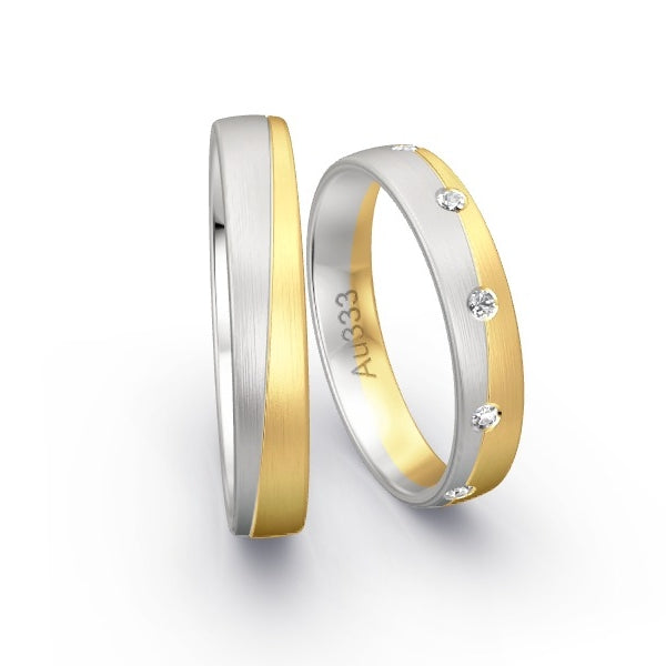 Trauringe Weissgold 333 / Gelbgold 333 mit 0.15 ct. Brillanten GR25411