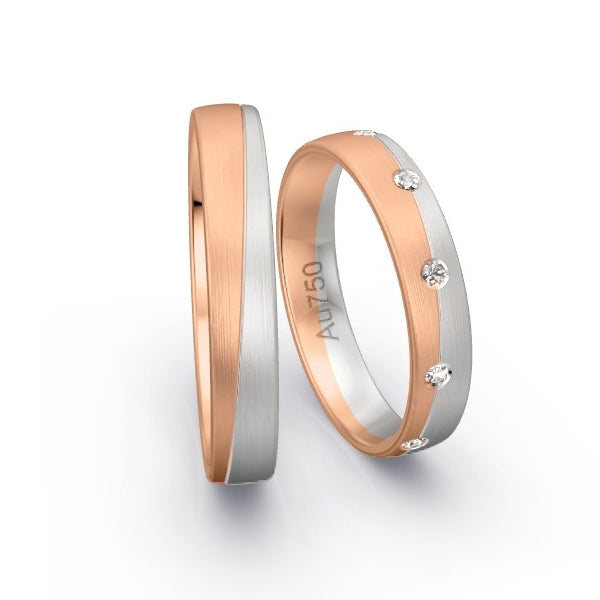 Trauringe Rotgold 750 / Weissgold 750 mit 0.15 ct. Brillanten GR25421