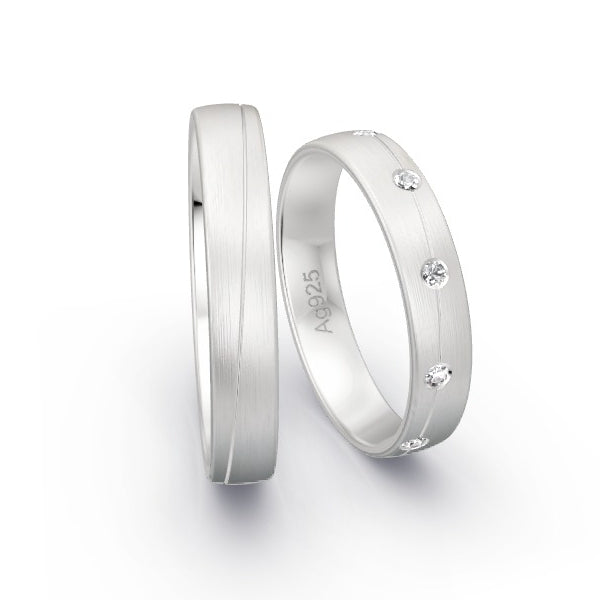 Trauringe Silber 925 mit 0.15 ct. Brillanten GR25422