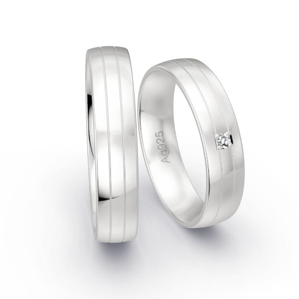 Trauringe Silber 925 mit 0.03 ct. Brillanten GR25437