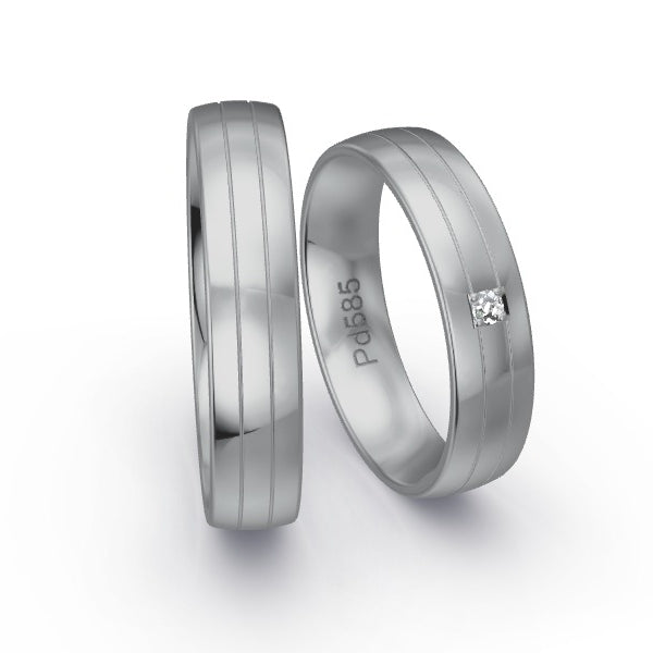 Trauringe Palladium 585 mit 0.03 ct. Brillanten GR25439