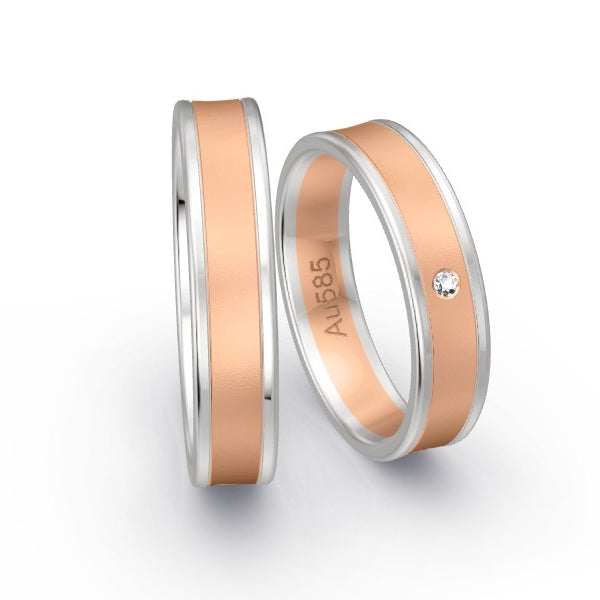 Trauringe Weissgold 585 / Rotgold 585 mit 0.015 ct. Brillanten GR25446