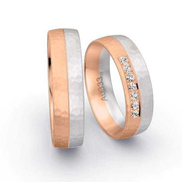 Trauringe Rotgold 333 / Weissgold 333 mit 0.14 ct. Brillanten GR25458