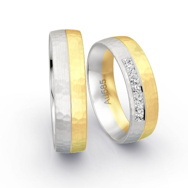 Trauringe Weissgold 585 / Gelbgold 585 mit 0.14 ct. Brillanten GR25459