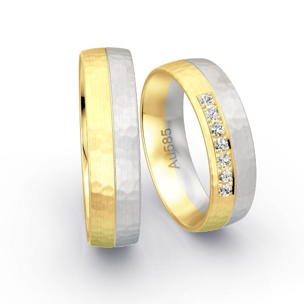 Trauringe Gelbgold 585 / Weissgold 585 mit 0.14 ct. Brillanten GR25460
