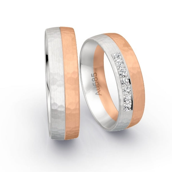 Trauringe Weissgold 585 / Rotgold 585 mit 0.14 ct. Brillanten GR25461