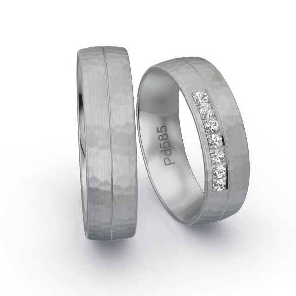 Trauringe Palladium 585 mit 0.14 ct. Brillanten GR25469