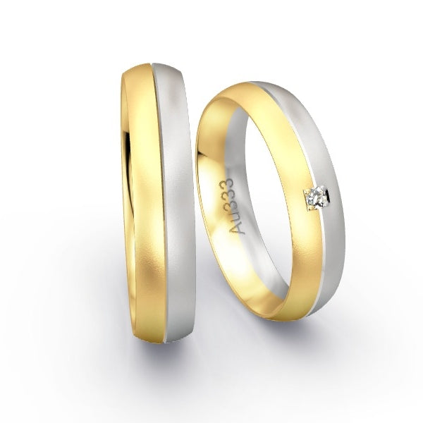 Trauringe Gelbgold 333 / Weissgold 333 mit 0.03 ct. Brillanten GR25471