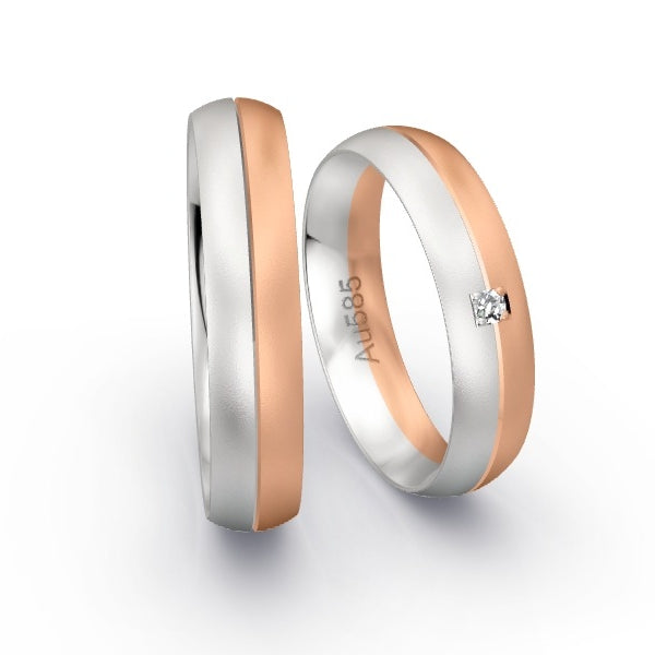 Trauringe Weissgold 585 / Rotgold 585 mit 0.03 ct. Brillanten GR25476
