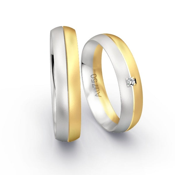 Trauringe Weissgold 750 / Gelbgold 750 mit 0.03 ct. Brillanten GR25478