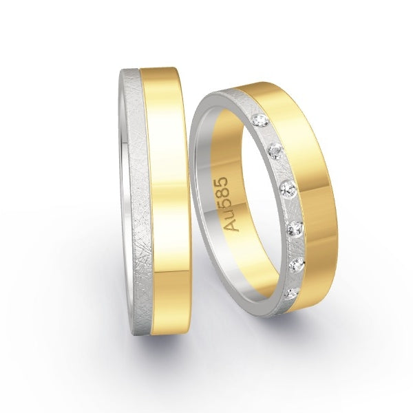 Trauringe Weissgold 585 / Gelbgold 585 mit 0.06 ct. Brillanten GR25489