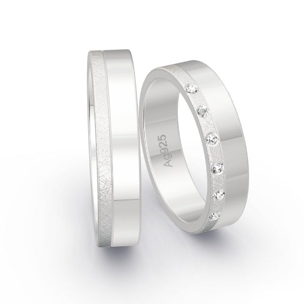 Trauringe Silber 925 mit 0.06 ct. Brillanten GR25497