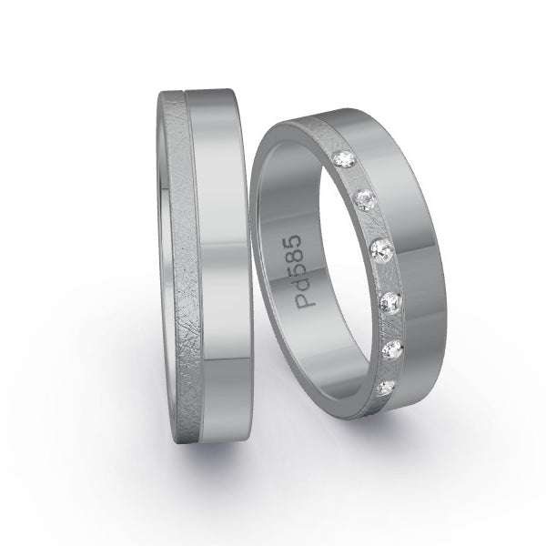 Trauringe Palladium 585 mit 0.06 ct. Brillanten GR25499