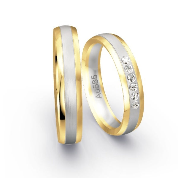 Trauringe Gelbgold 585 / Weissgold 585 mit 0.09 ct. Brillanten GR25505
