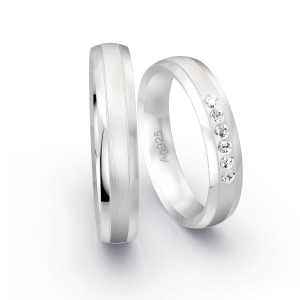 Trauringe Silber 925 mit 0.09 ct. Brillanten GR25512