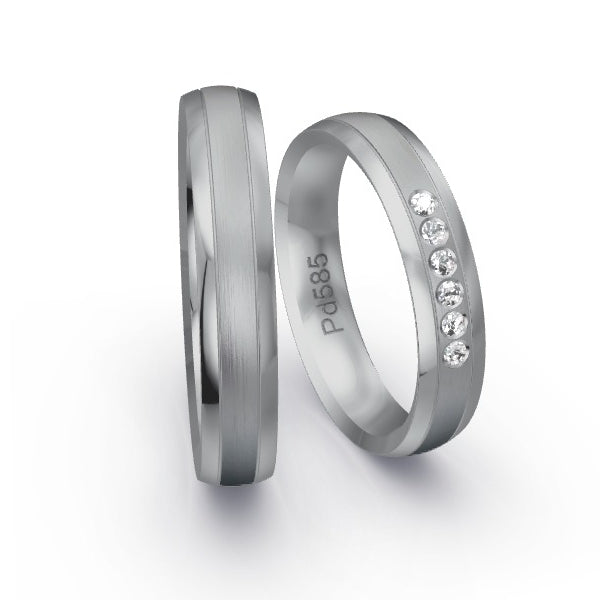 Trauringe Palladium 585 mit 0.09 ct. Brillanten GR25514