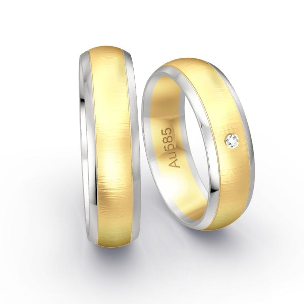 Trauringe Weissgold 585 / Gelbgold 585 mit 0.015 ct. Brillanten GR25519