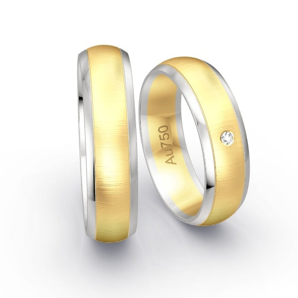 Trauringe Weissgold 750 / Gelbgold 750 mit 0.015 ct. Brillanten GR25523