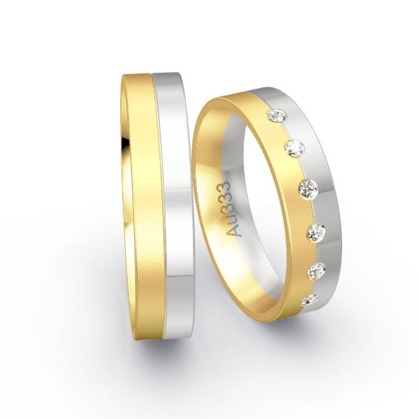 Trauringe Gelbgold 333 / Weissgold 333 mit 0.09 ct. Brillanten GR25531