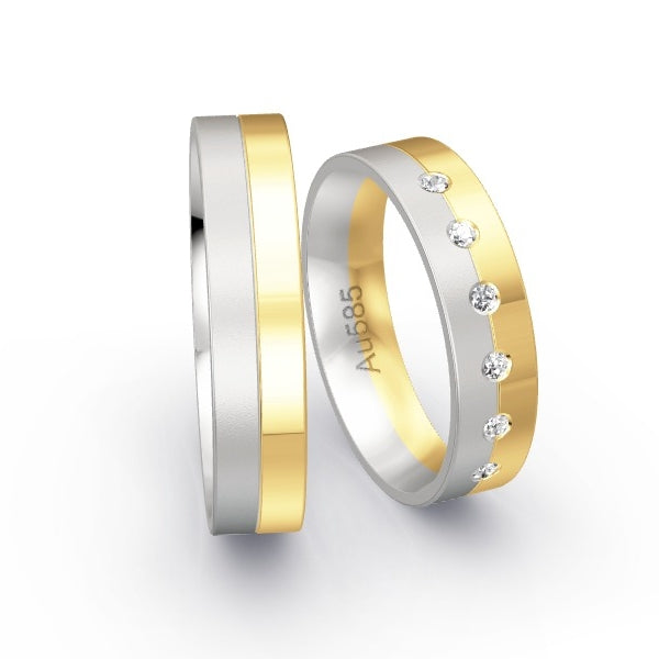 Trauringe Weissgold 585 / Gelbgold 585 mit 0.09 ct. Brillanten GR25534