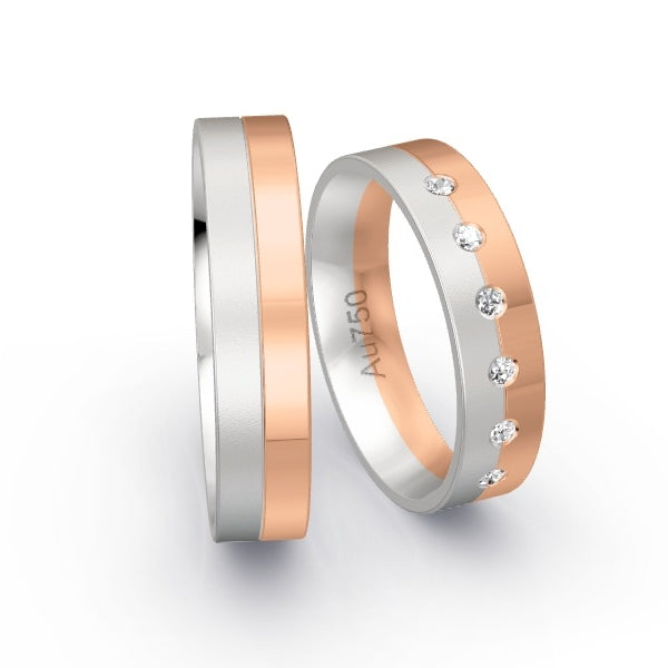 Trauringe Weissgold 750 / Rotgold 750 mit 0.09 ct. Brillanten GR25540