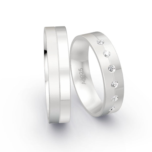 Trauringe Silber 925 mit 0.09 ct. Brillanten GR25542
