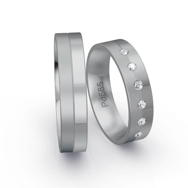 Trauringe Palladium 585 mit 0.09 ct. Brillanten GR25544