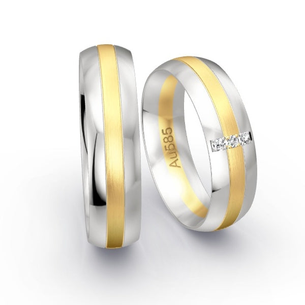 Trauringe Weissgold 585 / Gelbgold 585 mit 0.045 ct. Brillanten GR25549