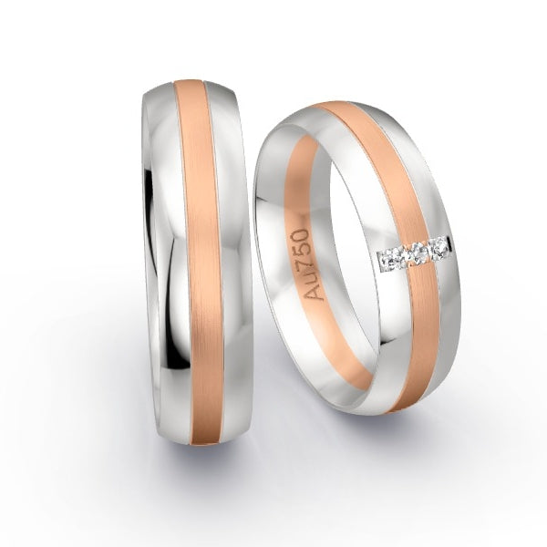 Trauringe Weissgold 750 / Rotgold 750 mit 0.045 ct. Brillanten GR25555