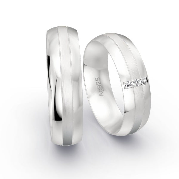 Trauringe Silber 925 mit 0.045 ct. Brillanten GR25557