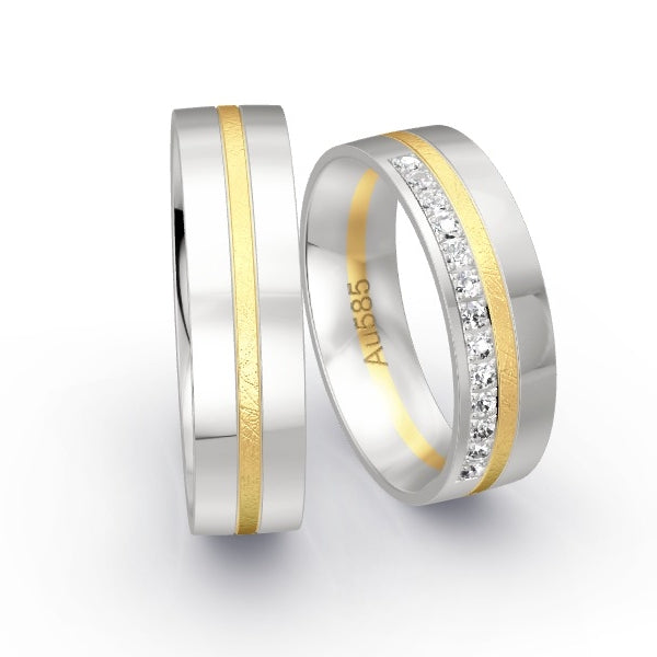 Trauringe Weissgold 585 / Gelbgold 585 mit 0.195 ct. Brillanten GR25564