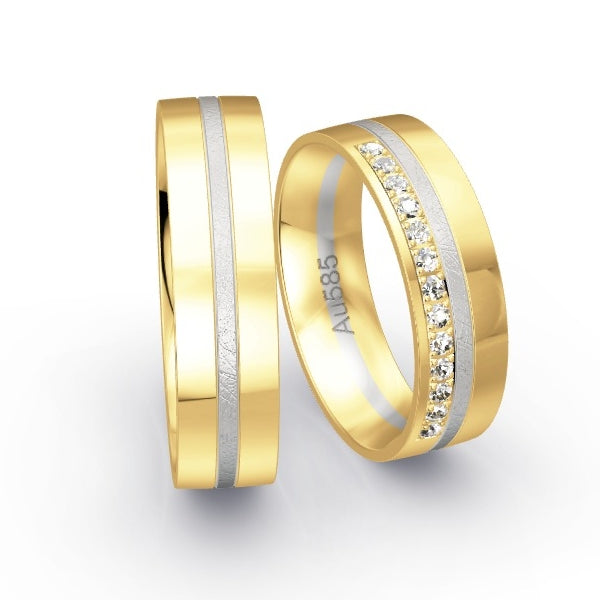 Trauringe Gelbgold 585 / Weissgold 585 mit 0.195 ct. Brillanten GR25565