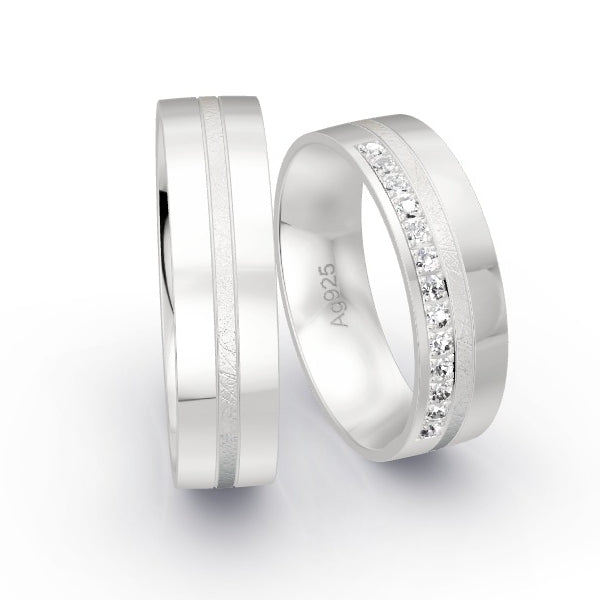 Trauringe Silber 925 mit 0.195 ct. Brillanten GR25572