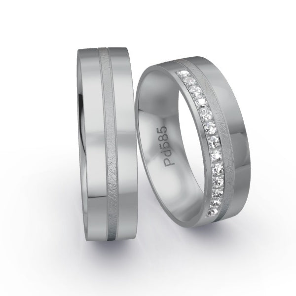Trauringe Palladium 585 mit 0.195 ct. Brillanten GR25574