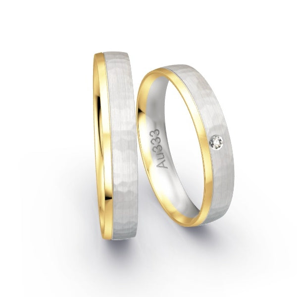 Trauringe Gelbgold 333 / Weissgold 333 mit 0.015 ct. Brillanten GR25576