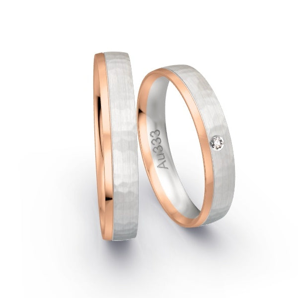 Trauringe Rotgold 333 / Weissgold 333 mit 0.015 ct. Brillanten GR25578