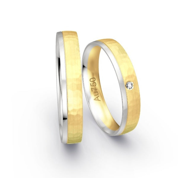 Trauringe Weissgold 750 / Gelbgold 750 mit 0.015 ct. Brillanten GR25583