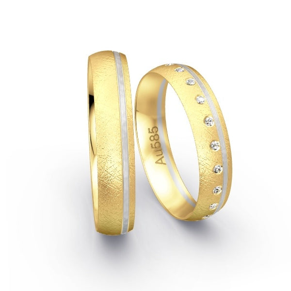 Trauringe Gelbgold 585 / Weissgold 585 mit 0.105 ct. Brillanten GR25595