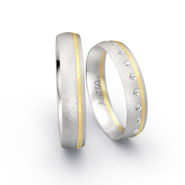 Trauringe Weissgold 750 / Gelbgold 750 mit 0.105 ct. Brillanten GR25598