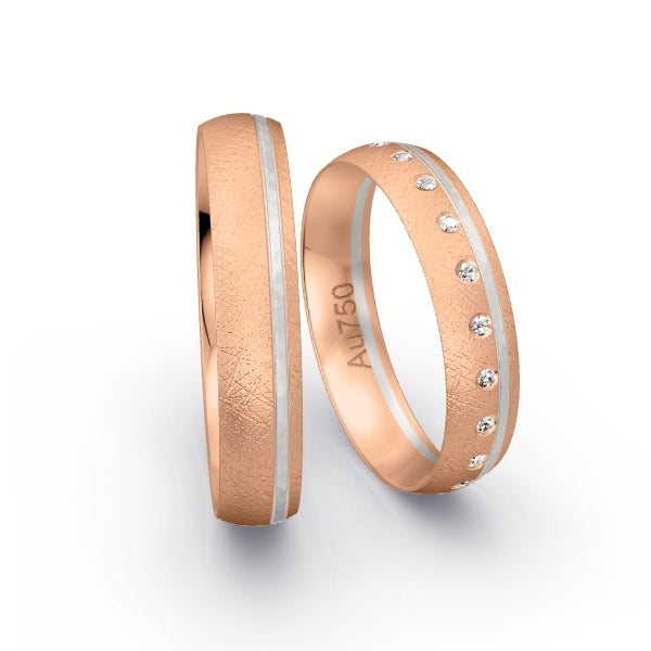 Trauringe Rotgold 750 / Weissgold 750 mit 0.105 ct. Brillanten GR25601