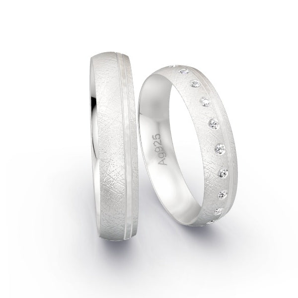 Trauringe Silber 925 mit 0.105 ct. Brillanten GR25602