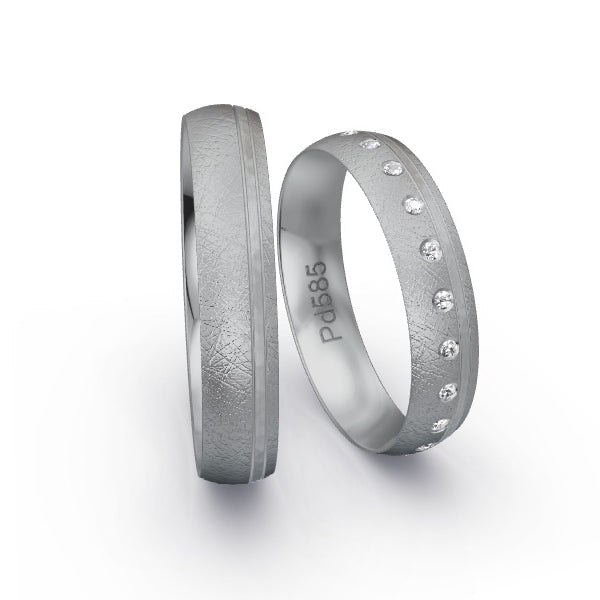 Trauringe Palladium 585 mit 0.105 ct. Brillanten GR25604