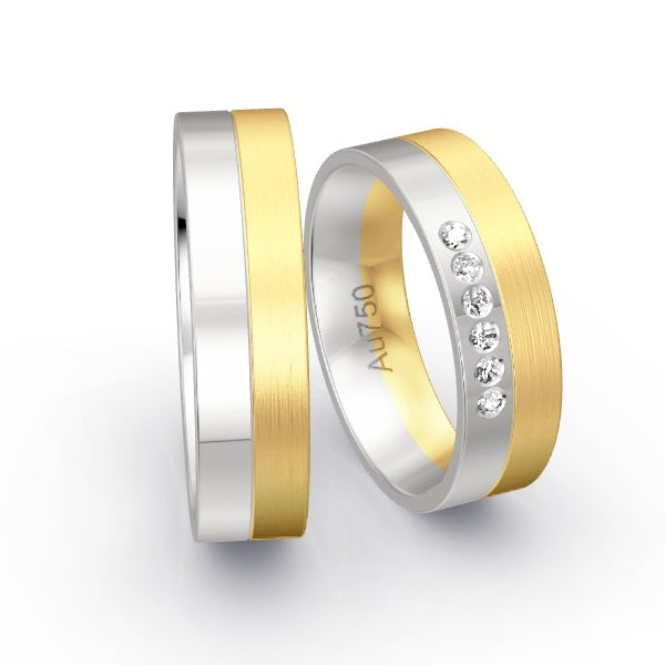 Trauringe Weissgold 750 / Gelbgold 750 mit 0.09 ct. Brillanten GR25613