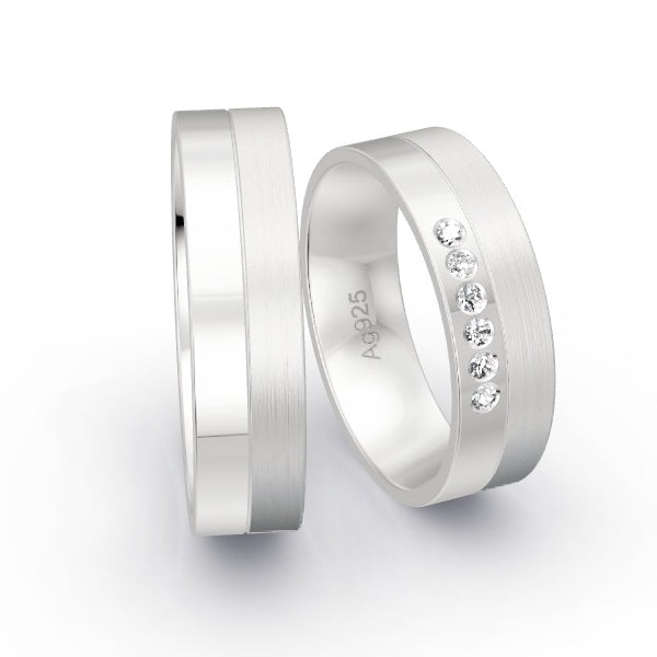 Trauringe Silber 925 mit 0.09 ct. Brillanten GR25617