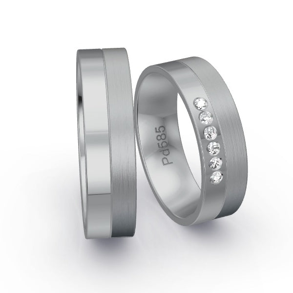 Trauringe Palladium 585 mit 0.09 ct. Brillanten GR25619