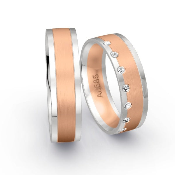 Trauringe Weissgold 585 / Rotgold 585 mit 0.105 ct. Brillanten GR25626