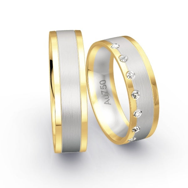 Trauringe Gelbgold 750 / Weissgold 750 mit 0.105 ct. Brillanten GR25629